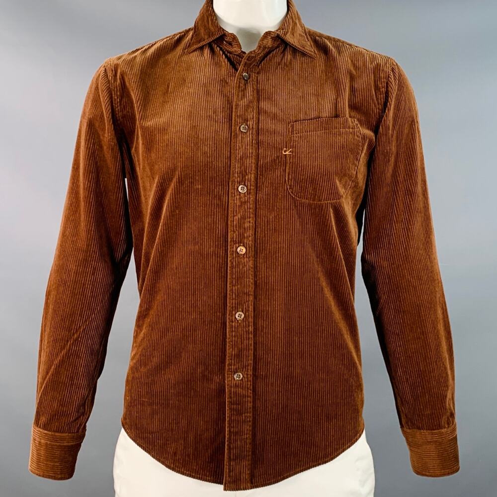 45rpm Size XL Brown Corduroy Cotton One Pocket Long Sleeve Shirt